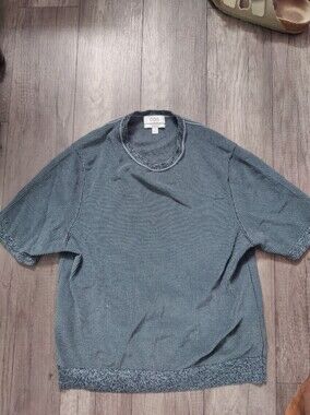 COS Short Sleeve Textured Knit Top in Heathered Blue